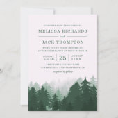 Winter Pine Tree Forest Green Rustic Wedding Kaart (Voorkant)