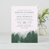 Winter Pine Tree Forest Green Rustic Wedding Kaart (Staand voorkant)