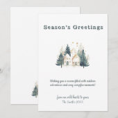 Winter Pine Tree Forest Kerstvakantie Zwart Feestdagenkaart (Voorkant / Achterkant)