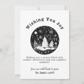 Winter Pine Tree Forest Kerstvakantie Zwart Feestdagenkaart (Voorkant)