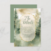 Winter Pine Tree Forest rustieke bruiloft details Informatiekaartje (Voorkant / Achterkant)