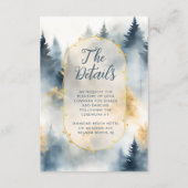 Winter Pine Tree Forest rustieke bruiloft details Informatiekaartje (Voorkant)