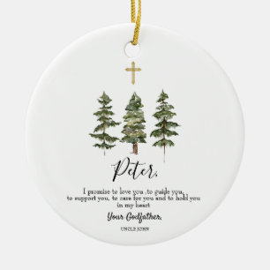 Winter Pine Tree gepersonaliseerde belofte aan God Keramisch Ornament
