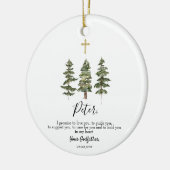 Winter Pine Tree gepersonaliseerde belofte aan God Keramisch Ornament (Links)