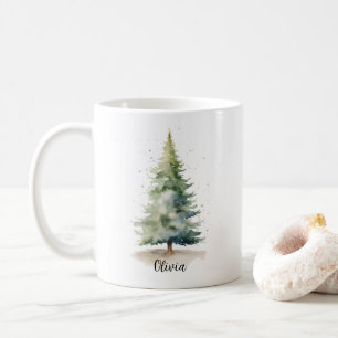 Winter Pine Tree Gepersonaliseerde Kerst Koffie Mo Koffiemok