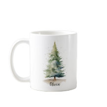 Winter Pine Tree Gepersonaliseerde Kerst Koffie Mo