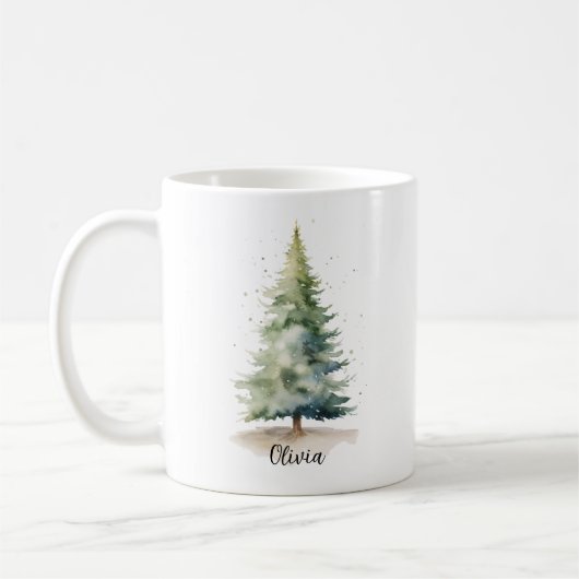 Winter Pine Tree Gepersonaliseerde Kerst Koffie Mo Koffiemok (Links)