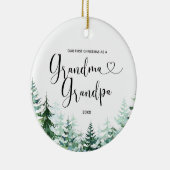 Winter Pine Tree Grandma & Grandpa First Kerstmis Keramisch Ornament (Rechts)