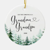 Winter Pine Tree Grandma & Grandpa First Kerstmis Keramisch Ornament (Voorkant)