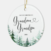 Winter Pine Tree Grandma & Grandpa First Kerstmis Keramisch Ornament (Links)