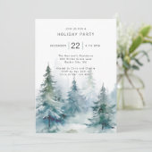 Winter Pine Tree Holiday Party Kaart (Staand voorkant)