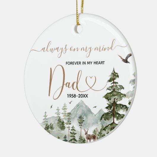 Winter Pine Tree in Loving Memory of Dad Keramisch Ornament (Links)