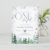 Winter Pine Tree Is Ze Niet Oneerlijke 1e Verjaard Kaart (Staand voorkant)