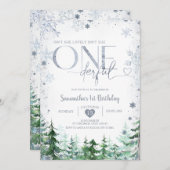 Winter Pine Tree Is Ze Niet Oneerlijke 1e Verjaard Kaart (Voorkant / Achterkant)