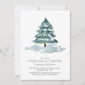 Winter Pine Tree-kerstfeest Cocktail-uitnodiging Kaart (Voorkant)