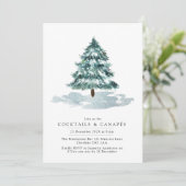 Winter Pine Tree-kerstfeest Cocktail-uitnodiging Kaart (Staand voorkant)