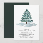 Winter Pine Tree-kerstfeest Cocktail-uitnodiging Kaart (Voorkant / Achterkant)