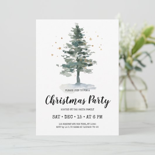 Winter Pine Tree-kerstfeest Feestdagenkaart (Staand voorkant)