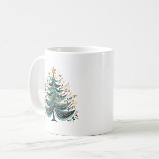 Winter Pine Tree Kerstmis Koffie Mok (Voorkant links)