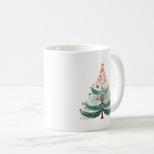 Winter Pine Tree Kerstmis Koffie Mok (Voorkant rechts)