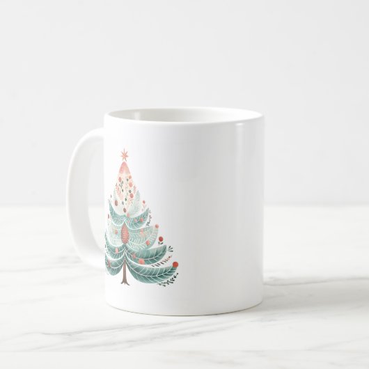 Winter Pine Tree Kerstmis Koffie Mok (Voorkant links)