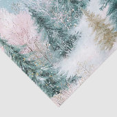 Winter Pine Tree Landscape Art with Pink & Gold Tissuepapier (Detail)