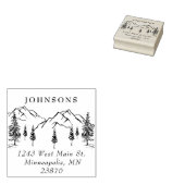 Winter Pine-tree Landscape Family Return Address Rubberstempel (Gestempeld)