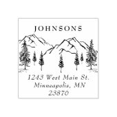 Winter Pine-tree Landscape Family Return Address Rubberstempel (Afrduk)