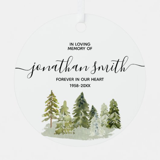Winter Pine Tree Loving Memorial Kerstmis Metalen Ornament (Voorkant)