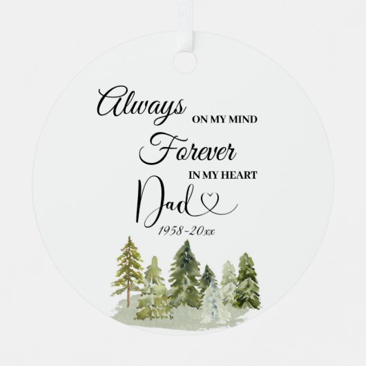 Winter Pine Tree Loving Memorial of Father Metalen Ornament (Voorkant)