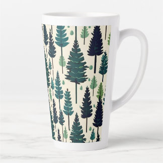 Winter Pine Tree ontwerp Kerstsneeuw #4 Latte Mok
