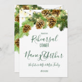 Winter Pine Tree & Pine Cones Rehearsal Dinner Kaart (Voorkant / Achterkant)