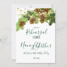Winter Pine Tree & Pine Cones Rehearsal Dinner