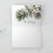 Winter Pine Tree & Pine Cones Weddenschap Bedankkaart (Binnen)