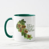Winter Pine Tree & Pine Cones Weddenschap Mok (Links)