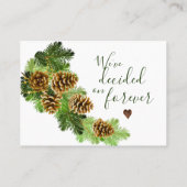 Winter Pine Tree & Pine Cones Weddenschap Plaatskaartje (Achterkant)