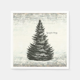  Winter Pine Tree Rustic Wood Country Party Servetten