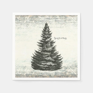 Winter Pine Tree Rustic Wood Country Party Servetten