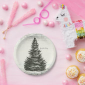 Winter Pine Tree Rustic Wood Elegant Party Papieren Bordje (Feest)