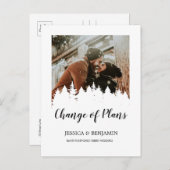 Winter Pine Tree Script Fotowijziging plannen Uitnodiging Briefkaart (Voorkant / Achterkant)