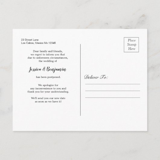 Winter Pine Tree Script Fotowijziging plannen Uitnodiging Briefkaart (Achterkant)