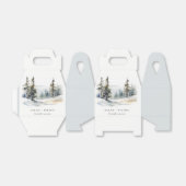 Winter Pine Tree Sneeuwlandschap Waterverf bruilof Bedankdoosjes (Uitgevouwen)