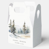 Winter Pine Tree Sneeuwlandschap Waterverf bruilof Bedankdoosjes (Geopend)