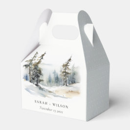 Winter Pine Tree Sneeuwlandschap Waterverf bruilof Bedankdoosjes