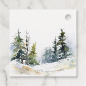 Winter Pine Tree Sneeuwlandschap Waterverf bruilof Bedankjes Labels (Achterkant)