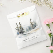 Winter Pine Tree Sneeuwlandschap Waterverf bruilof Bedankzakje (Gezegeld)