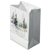 Winter Pine Tree Sneeuwlandschap Waterverf bruilof Medium Cadeauzakje (Voorkant Gekanteld)