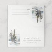 Winter Pine Tree Sneeuwlandschap Waterverf bruilof Plaatskaartje (Buitenkant ongevouwen)
