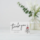 Winter Pine Tree Thank You Card Visitekaartje (Staand voorkant)