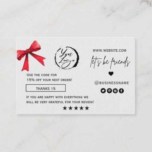 Winter Pine Tree Thank You Card Visitekaartje (Achterkant)